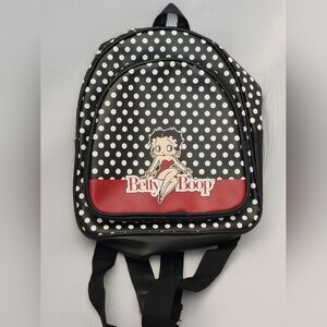 Betty Boop Black and White Polka Dot Backpack with Red Accent